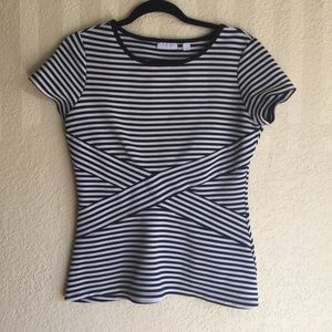 Black & White Striped Short Sleeve Top